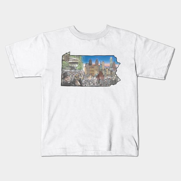 Pennsylvania Kids T-Shirt by TwoBroads